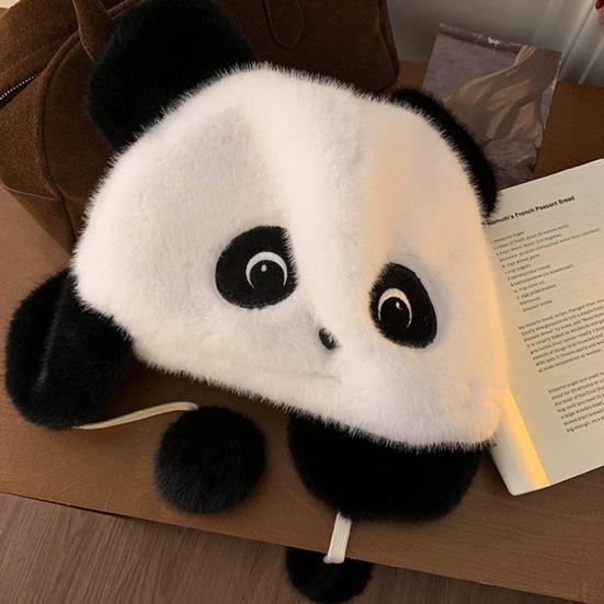 Winter Riding Hat Panda Shape Thickened Warm Hat Face Shape Modification Windproof Ear Protection