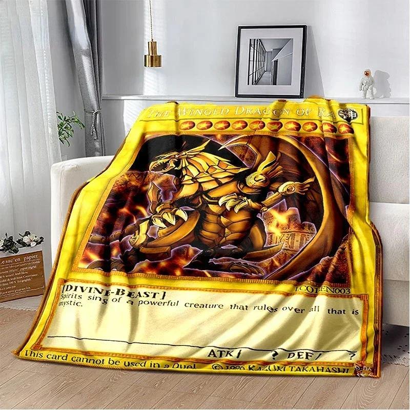 Anime Yu Gi Oh Card Throw Blanket Blue Eyes White Dragon Anime Cartoon Soft Plush Blanket Bedroom Bedspread Home Decor