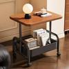 Movable Double-Layer Side Table with Wheels - Small Coffee Table for Living Room or Bedroom Storage