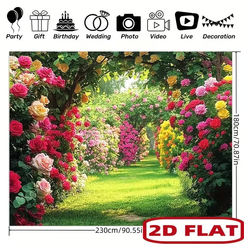 2D Flat Printing Rose Arch Backdrop for Weddings, Birthdays & Photoshoots