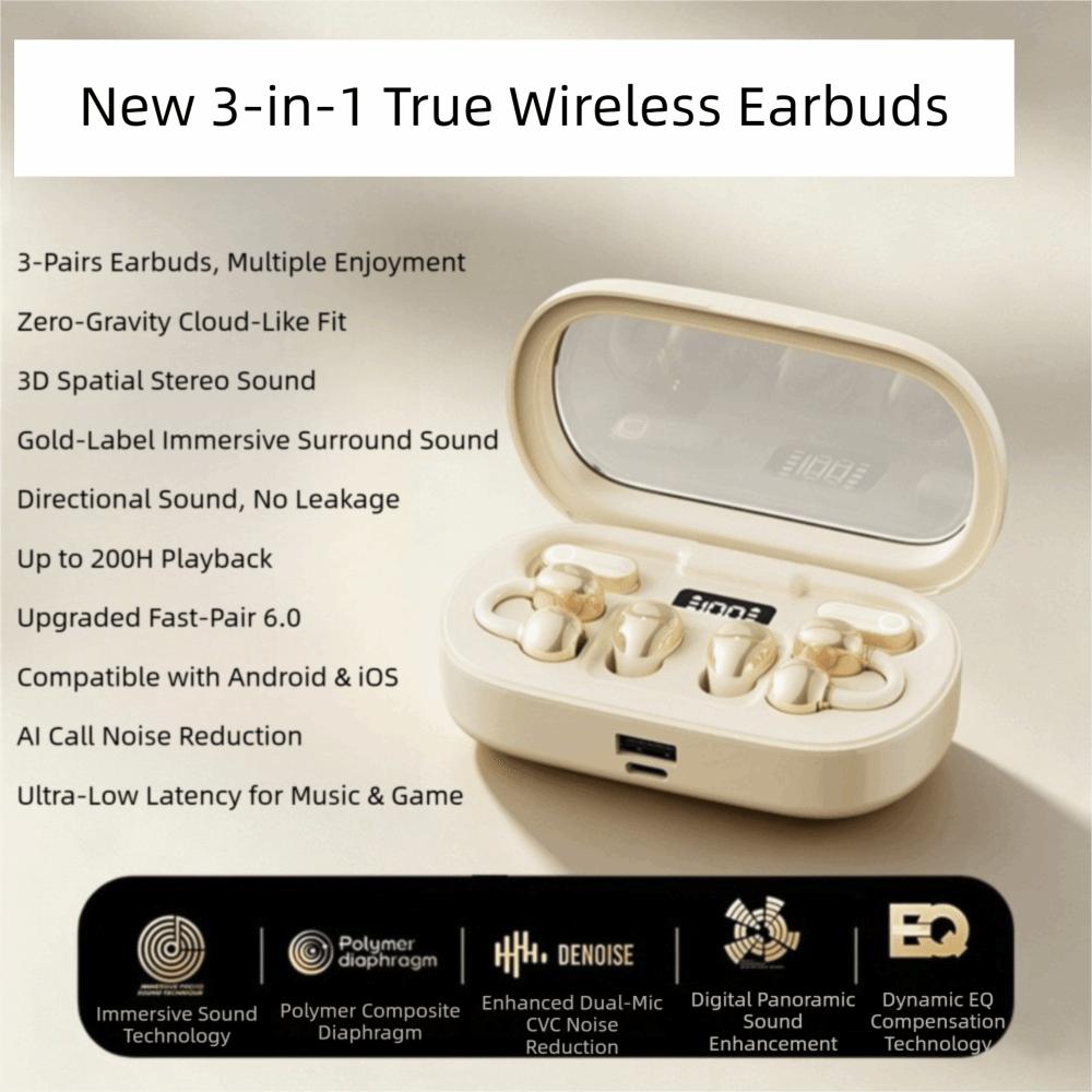Heavy Bass Wireless Earbuds Noise Reduction Clip On Earphones True Wireless Headphones  Daily Use