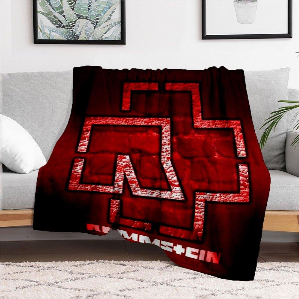 Rammstein Logo T-Shirt Men's Women's Unisex Fit Black Red WhiteBlanket Flannel Throw Blanket for Sofa, Bed, Travel, Camping, Office, Couch,