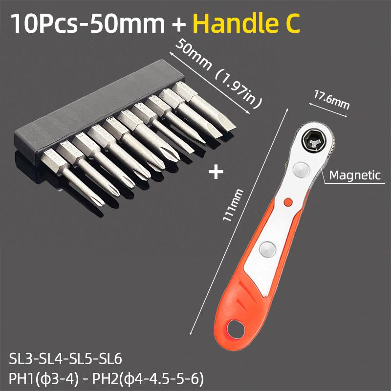 10 ks Sada šroubovacích bitů s drážkou Phillips Elektrický šroubovák s plochou křížovou hlavou Ruční nářadí Ocelové magnetické šroubováky S2 Vrtáky