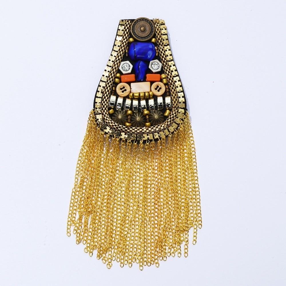 Rhinestone Tassel Epaulette Brooch Pin Beads Clothing Accessories Shoulder Brooch for Men Women