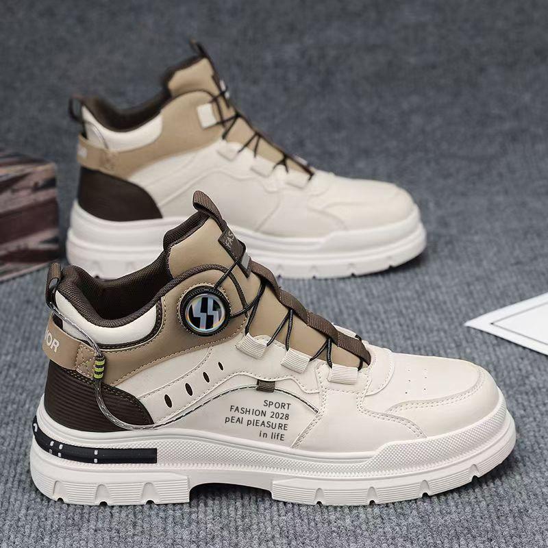 Martin boots men's high-top autumn retro men's casual leather shoes medium-top waterproof, non-slip and height-increasing tooling boots