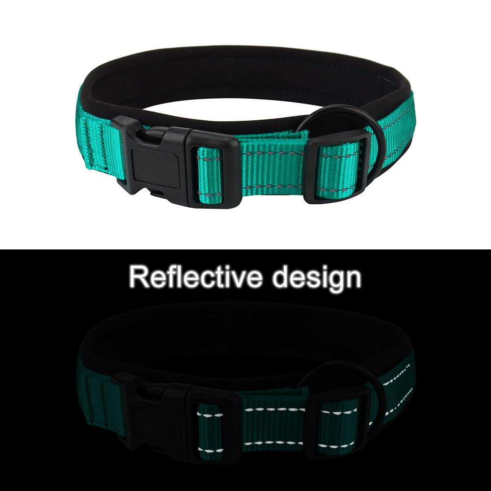 Classic Nylon Dog Collar, Adjustable Reflective Pet Collar with Submersible Padding & D-Ring Outdoor Dog Walking for Small and Large Dog
