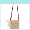 Simple Solid Color Woven Women Casual Shoulder Crossbody Bag With Pendant For Casual Beach Vacation And Daily Use