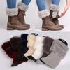 Women's Fluffy Faux Fur Leg Warmers Winter Short Knit Ankle Sleeve Boot Cuffs for Indoor Outdoor Warmth