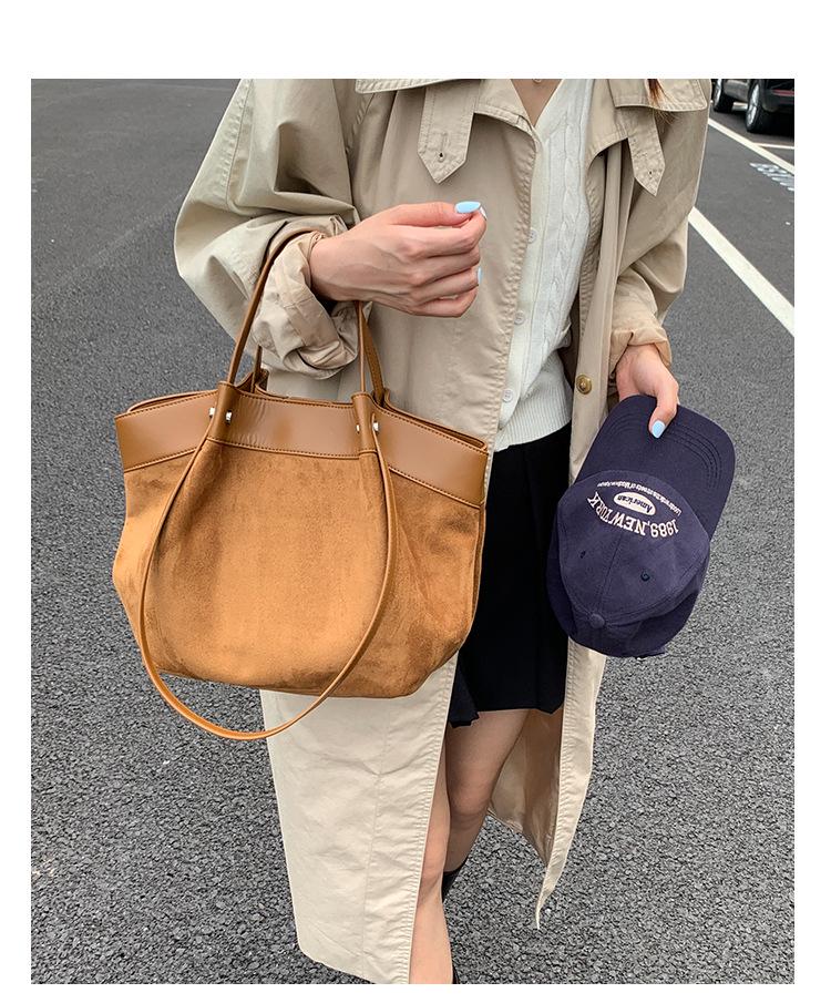 Korean Retro Canvas Patchwork Tote - Large Capacity, Autumn 2025 Style