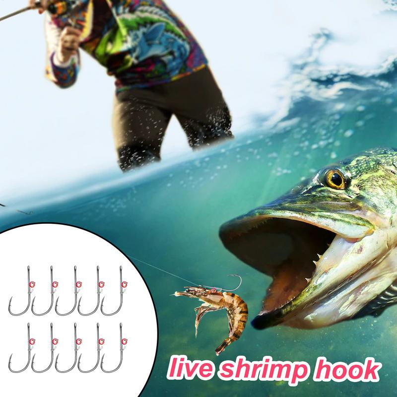 Live Bait Hooks Bass Hooks Fishing Hooks Carbon Steel Barbed with Holes for Sunfish Small Bass Catfish Bass Fishing Hooks