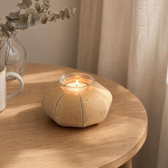 Natural Wood Candle Holder Wooden Glass Holder, Rustic Driftwood Ornament, Farmhouse Eco-friendly Tabletop Decor for Living Room Bedroom Office