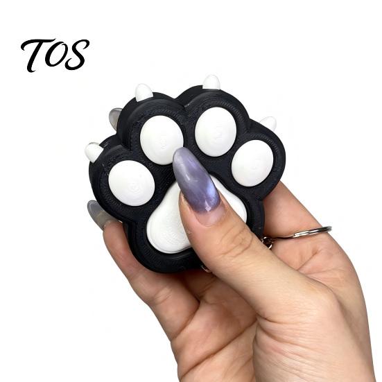 Cute Backpack Accessory Panda Paw Clicker Keychain, Stress Relief Fidget Toy for Bag Durable PLA Ornament Car, Couple Key Ring Hanging Ornament,