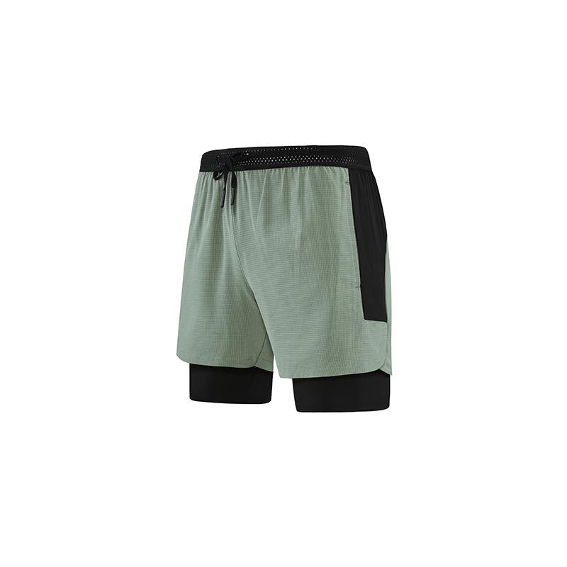 In-Stock Men's Sporty Quick-Dry Two-Piece Woven Shorts with Liner, Mid-Length, Anti-Exposure, Sweat-Absorbing.