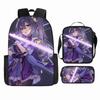 Luxury Popular Funny Novelty Genshin Impact 3D Printed 3pcs/Set Pupil School Bags Laptop Daypack Backpack Lunch Bag Pencil Case