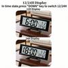 Battery Powered Large Digital Alarm Clock with Backlight Temperature Humidity Date Snooze Table Clock Dual Alarm12/24H LCD Clock
