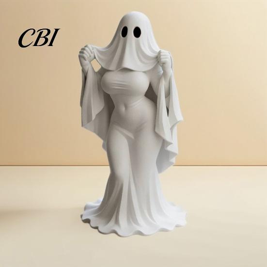 Halloween Decor Figurine Ghost Lady Ornament, Durable PLA 3D Printing Figure, Printed Full of Mystery Collectible, for Desktop Bookshelf Home