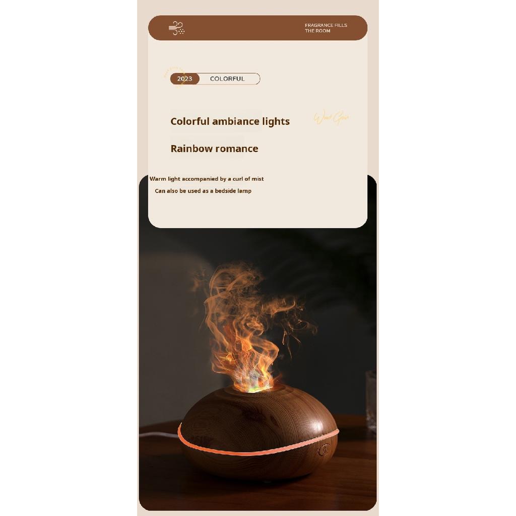 7 colores Fire Flame Wood grain aromatherapy machine humidifier Aroma Diffuser Air Ultrasonic Mist Maker Fogger Aroma Air Fresheners 2