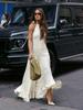 2026 European & American Fashion Pleated Slimming Solid Color Summer Maxi Dress for Women