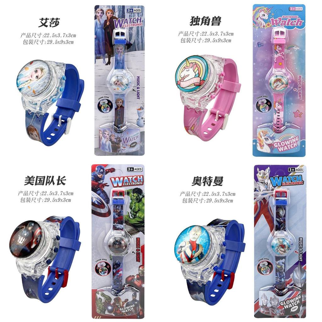 Hello Kitty Otočný flip kryt Lehký hudební hodinky Pro děti Interaktivní Decora