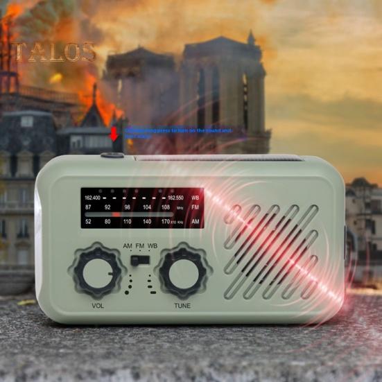 Radio de urgență cu lanternă Multifuncțional Compact Portabil Alarmă SOS Bandă AM/FM Radio reîncărcabil cu manivelă