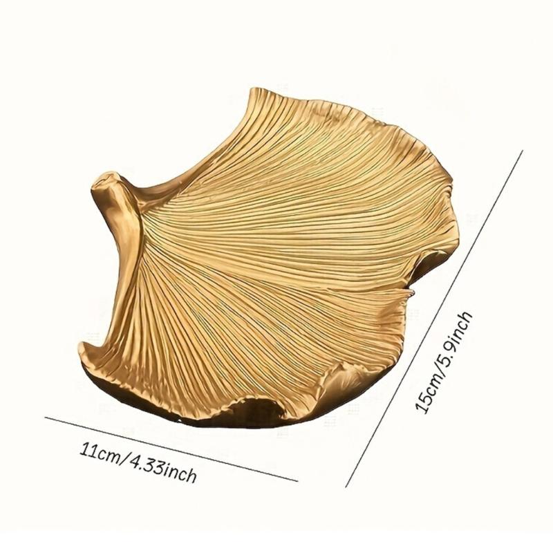 Gold Decorative Tray for Home Decors Leaf Shape Key Tray Entryway Decors Leave Jewelry Organizers Trinket Dish