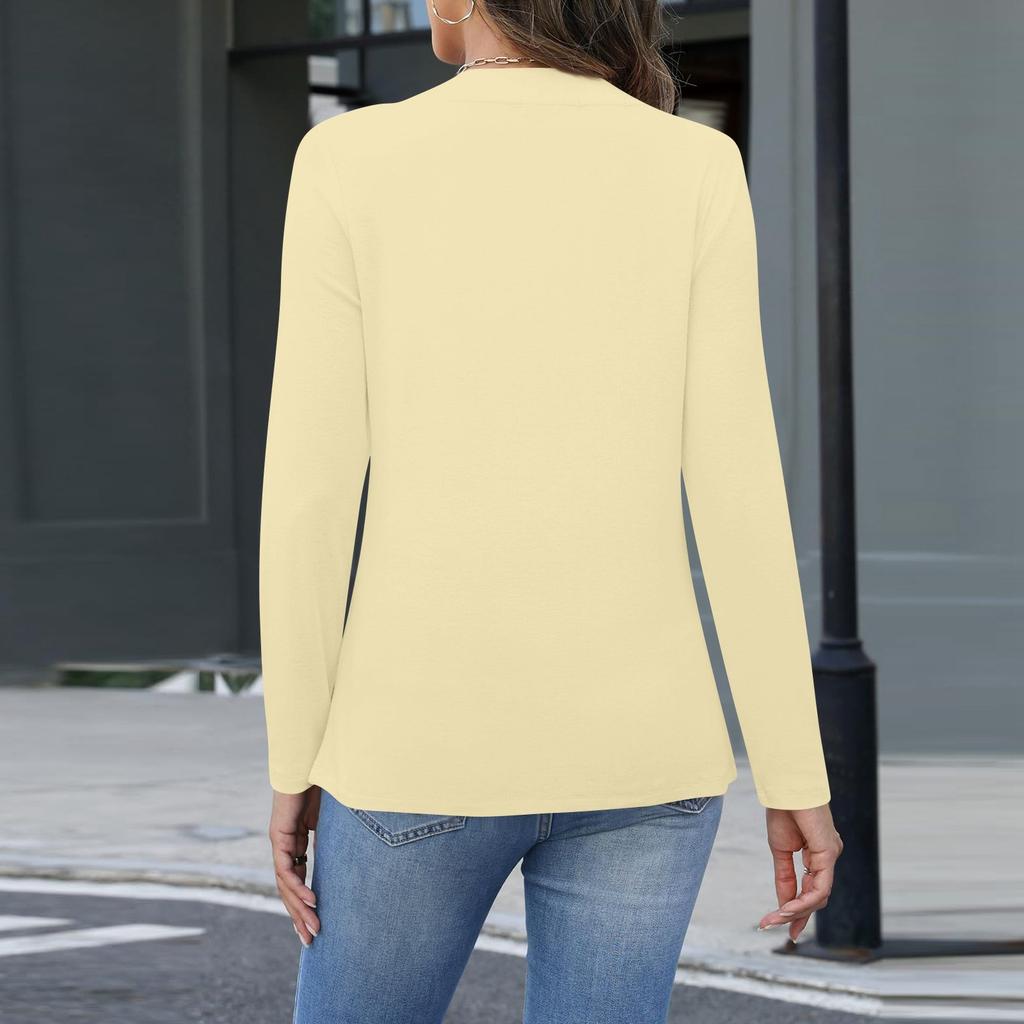 Mode Femme Décontracté Couleur Unie Chemise Boutonnée Hauts Manches Longues