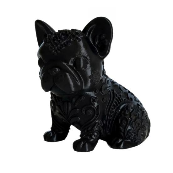3D Printed French Bulldog Ornament, Black Glossy Dog Sculpture, Minimalist Cute Bulldog Figurine Desktop Decoration for Dog Lovers Gift