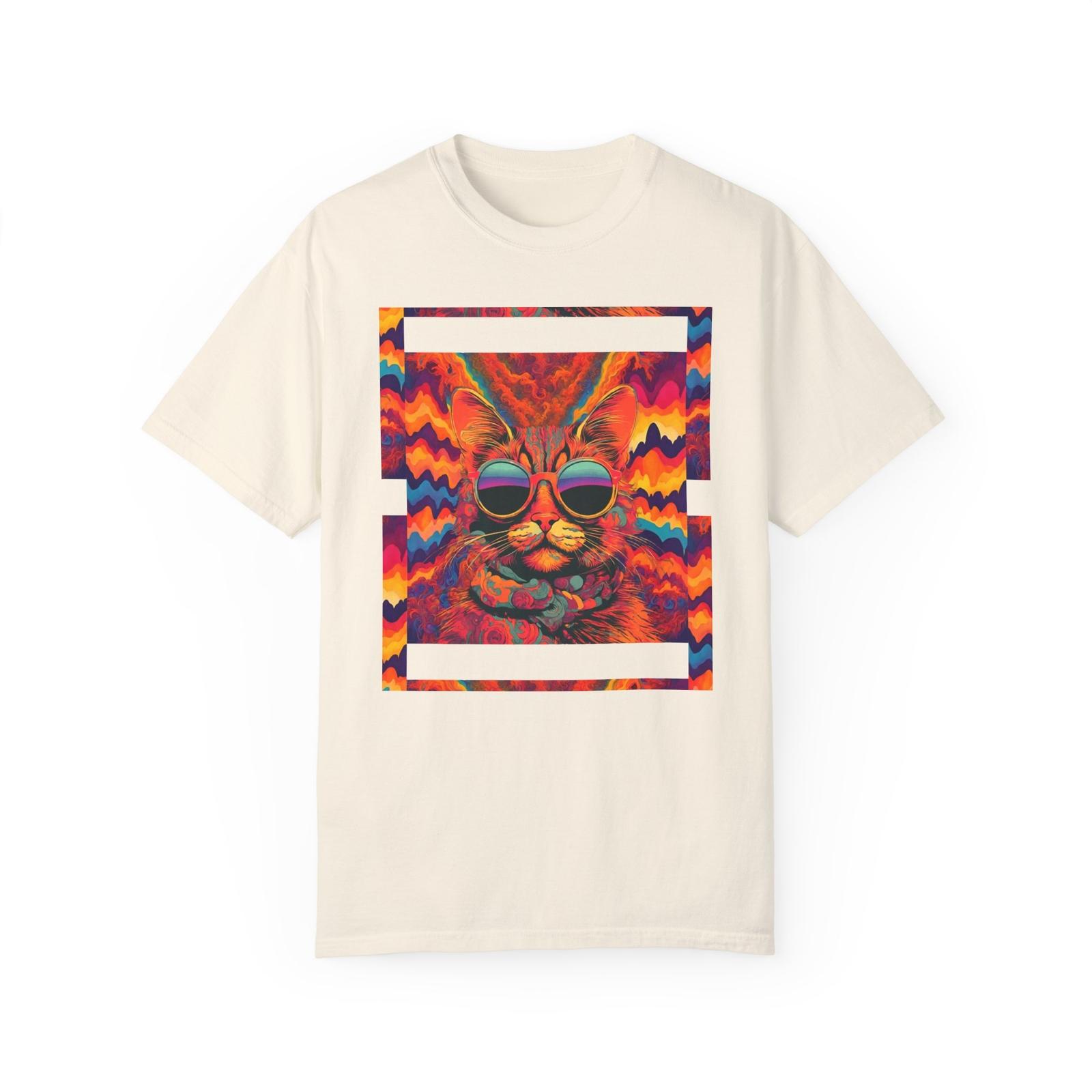 

Crazy Psychedelic Cat T-shirt M, L: size on request(S-XL)- Pet with sunglasses S разноцветный