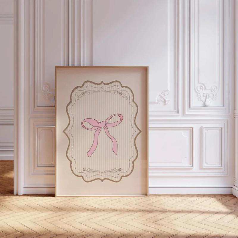Modern Minimalist Coquette Bow Wall Art Poster Trendy Fashion Aesthetic Girl Poster Dorm Room Bedroom Living Room Home Decor