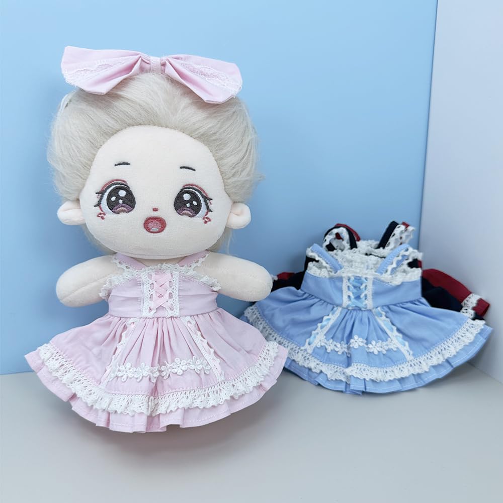 Niannyyhouse 20cm Plush Doll Costume with Bow Tie and Dress, Cotton Doll Clothes (Black)