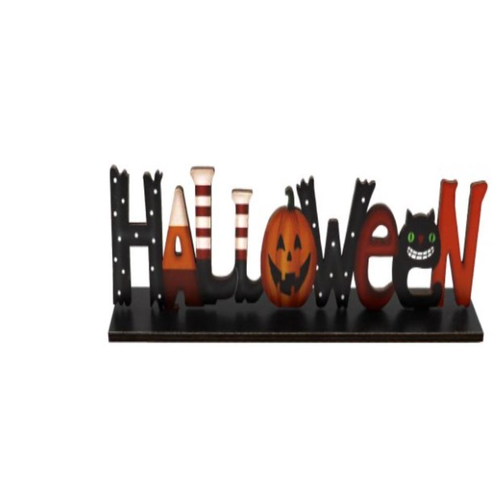 1pcs Halloween Wooden Decor Desk Ornament Party Supplies Atmosphere Prop Pumpkin Ghost Witch Decor Trick or Treat