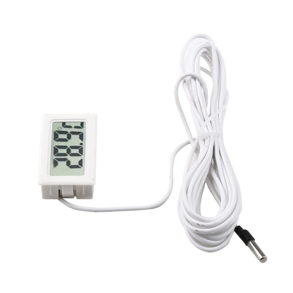 Embedded Digital Thermometer Temperature Tester Detector Monitor 5M With Cable White Without LR44 Battery