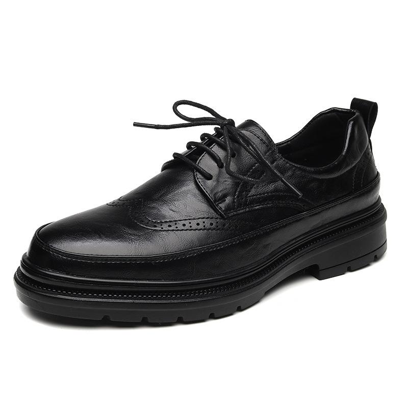 2025 spring and autumn new men's block casual leather shoes men's formal business men's shoes men's English leather Sh