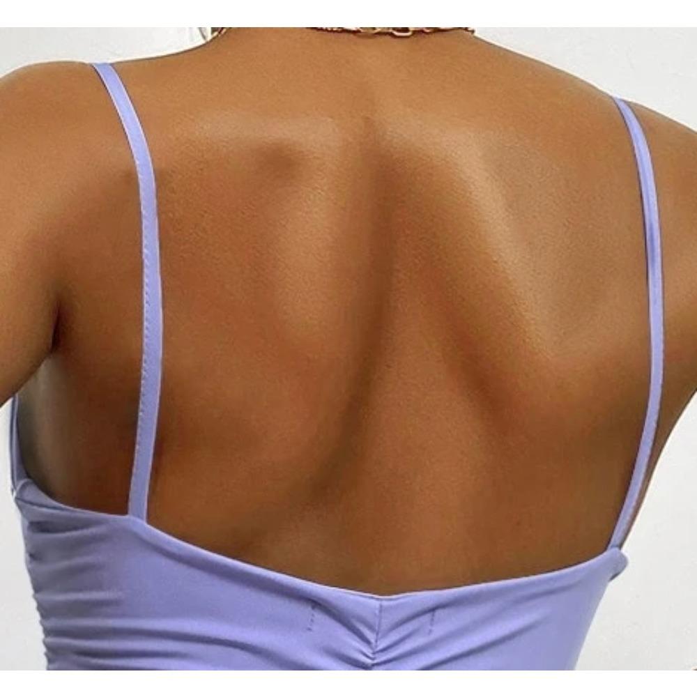 Letní sexy košilková sukně s výstřihem do V a bez zad