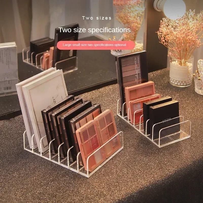 7-Compartment Transparent Makeup Organizer for Eyeshadow Palette and Cosmetics, Vanity Table and Bathroom Countertop Storage Box