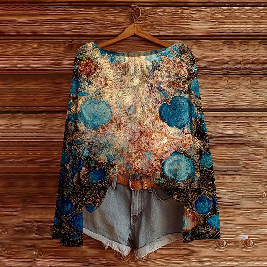 Dame Rund Hals Lett Genser Casual Langermet Strikket Pullover