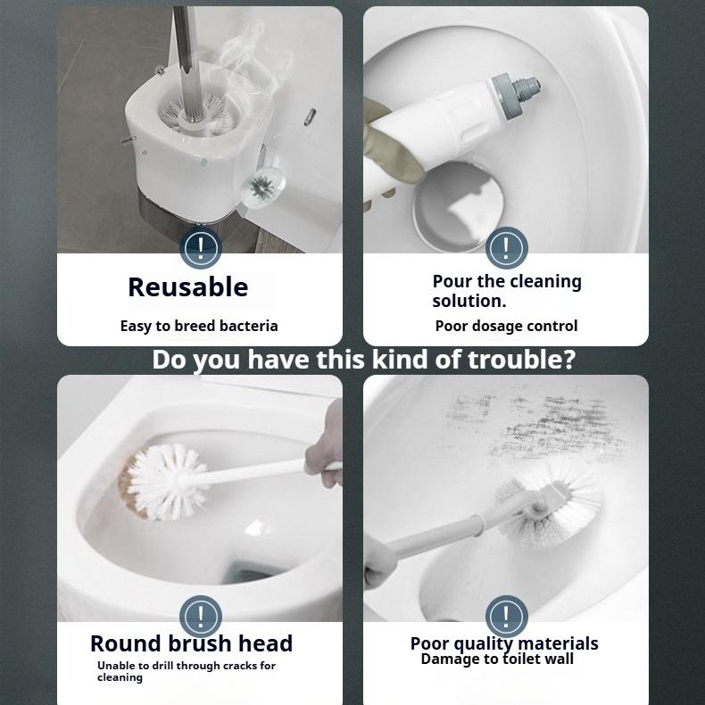 One-piece bathroom cleaning set, toilet disposable toilet brush, cleaning brush head, wall-mounted toilet toilet brush