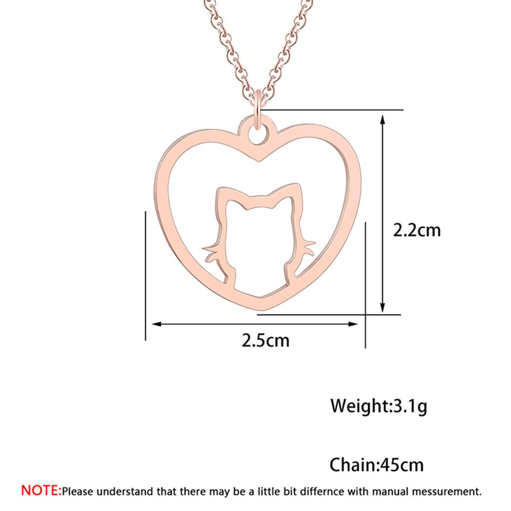 Kinitial Cute Cat Love Heart Pendants & Necklaces Classic Animal Necklace Fashion Gifts for Women Girl Birthday Party Jewelry