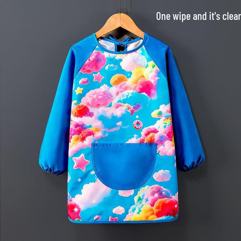 Children's Waterproof Art Smock and Bib for Painting and Eating, Kindergarten-Friendly
