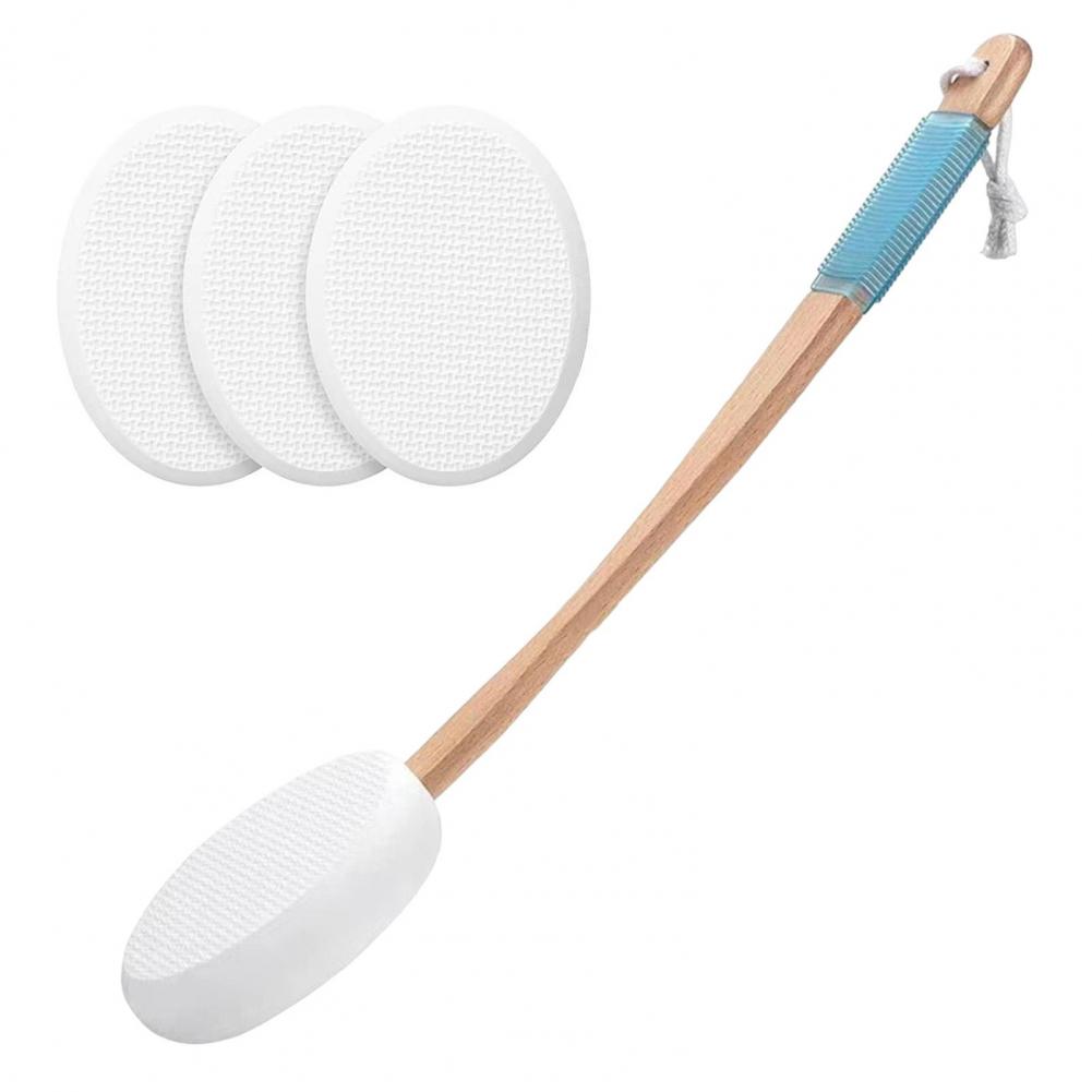 Back Lotion Applicator with Replaceable Cotton Pads Sunscreen Cream Applicator with Curved Handle Back Feet Bath Scrubber