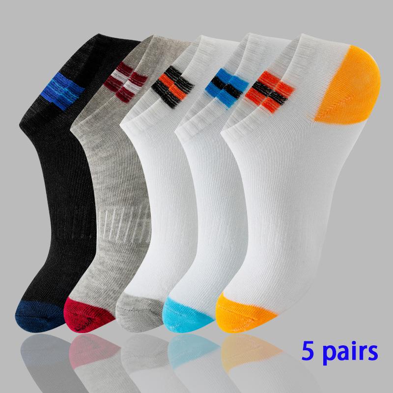 3/5/8 Pairs Women/Men Boat Socks Invisible Low Cut Silicone Non-slip Summer No-show Ankle Socks Solid Color Casual Breathable
