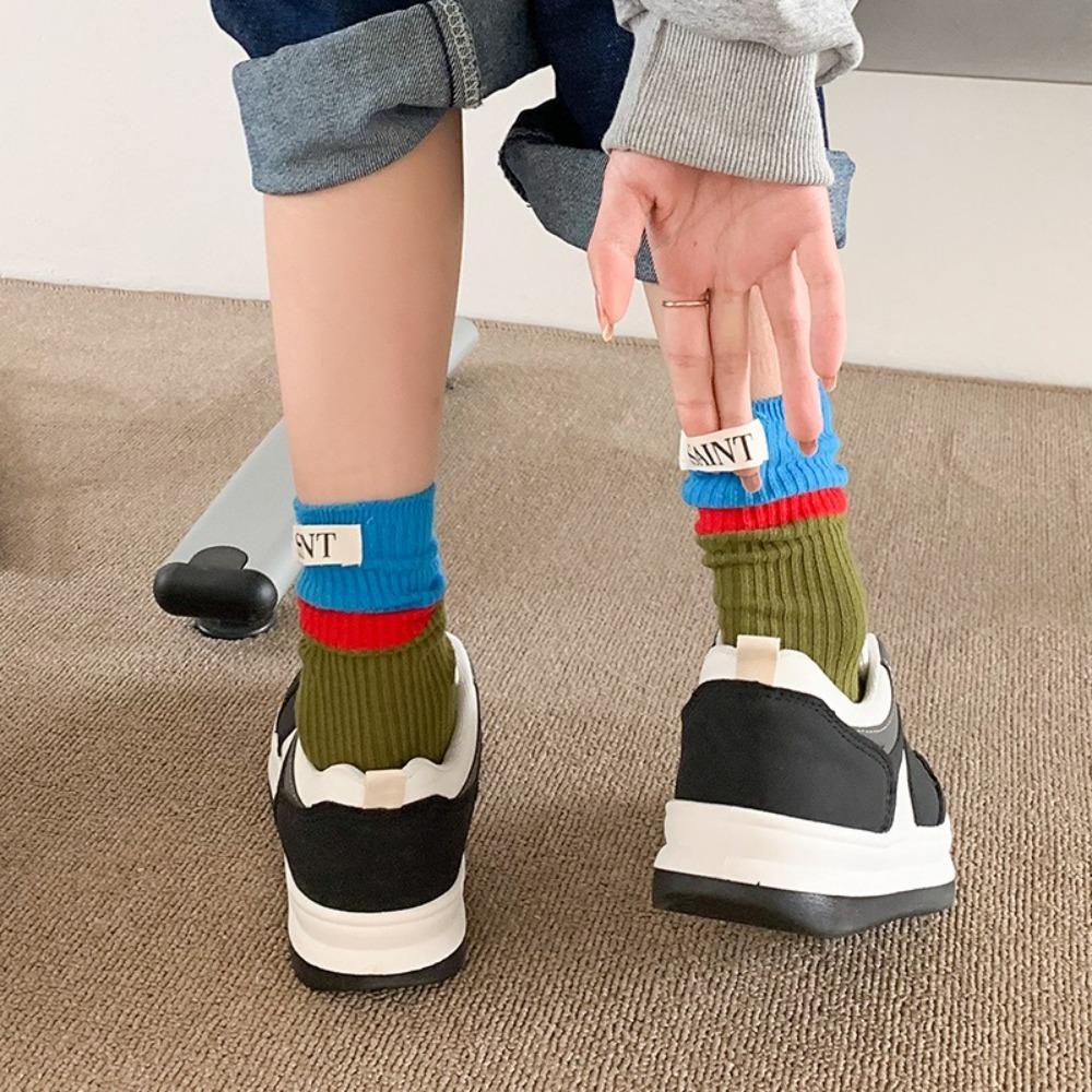 

Contrast Colored Mid-Tube Socks Keep Warm Snow Boot Socks New Knitted Socks Winter світло-сірого кольору