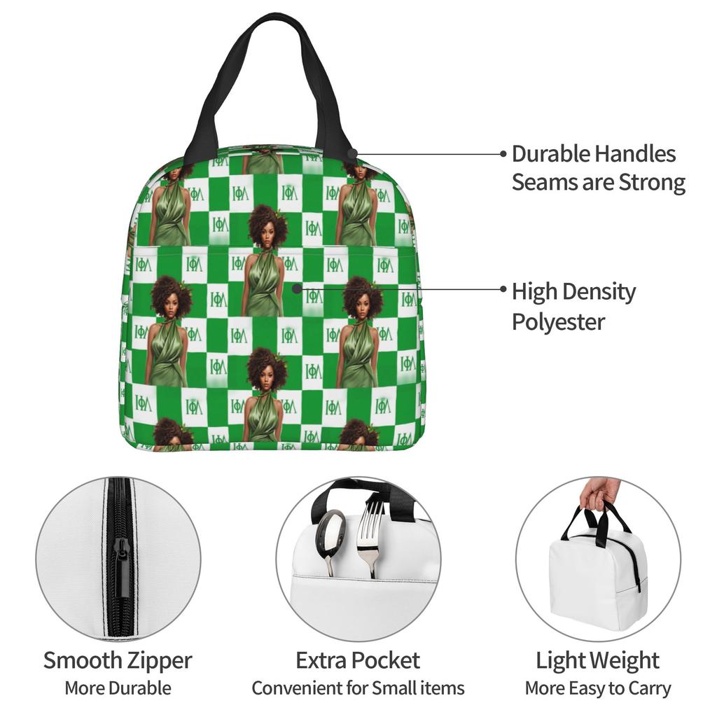 Iota Phi Lambda 1929 Insulated Lunch Bags for Camping Travel African American Business Woman Portable Thermal Cooler Lunch Box