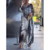 Damen O-Ausschnitt Fledermausärmel Lockerer Schnitt Chiffon Maxikleid Marmorprint Elegant Lässig Sommer Strand Langes Kleid Kaftan Abaya