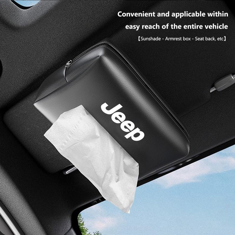 Car Tissue Organizer Bag Paper Towel Storage Box Accessories For Jeep Grand Cherokee Wrangler JK Gladiator Compass Renegade Patr