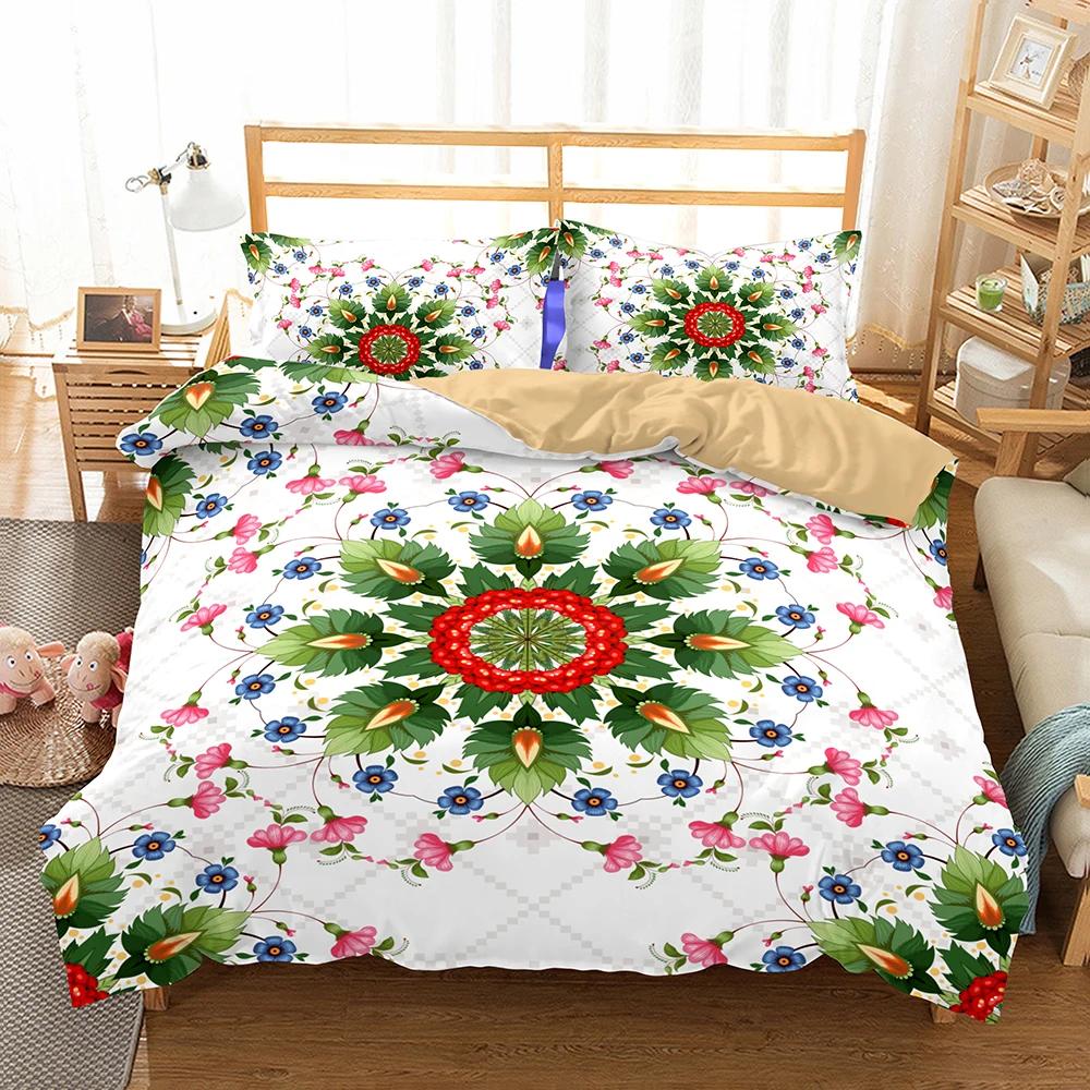 Quilt Cover Set Mandala 100% High Quality Home Textile Bedding Set Queen Size Double Bed Linens Chinese Duvet Cover Set Luxury