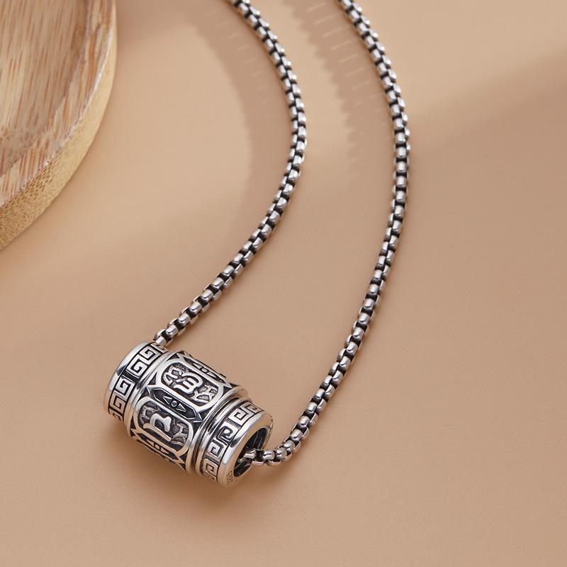 

Necklace Tibetan Six-character Mantra Passepartout Men s Necklace Pendant 50CM(Necklace Size) срібний