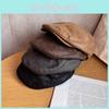 Suede Beret Retro With Solid Color Design Suitable For Teens Daily Matching