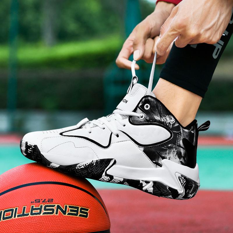 Big Size 36-48 Basketball Shoes Shock-Absorbant High-top Sneakers Anti-Slip Basketball Sneakers Competition Training Shoes