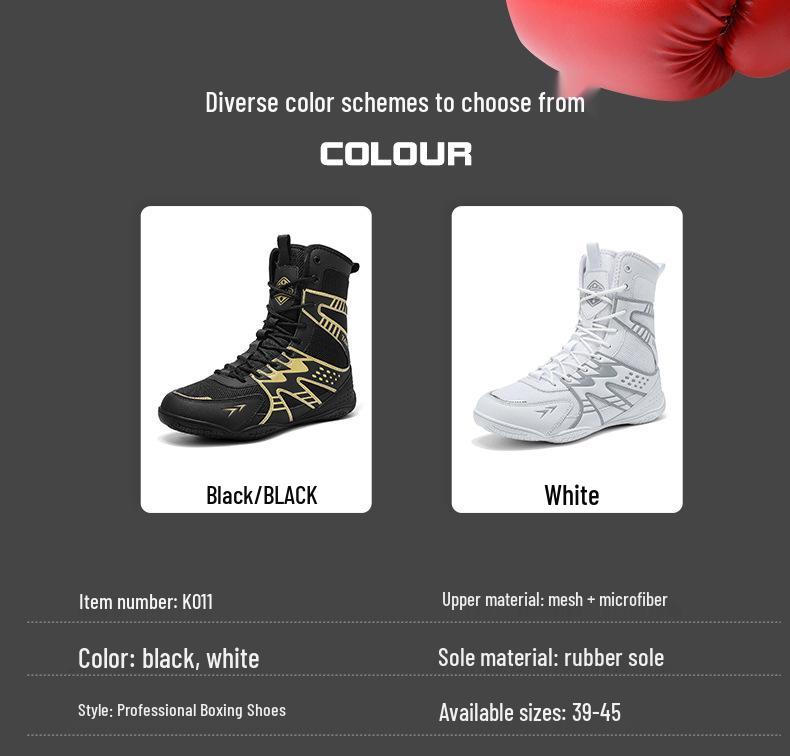 Unisex High-Top Boxing Shoes for Wrestling & Martial Arts - Non-Slip, Comfortable Training Boots.